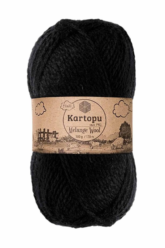 KARTOPU - Kartopu Melange Wool El Örgü İpi Siyah K940