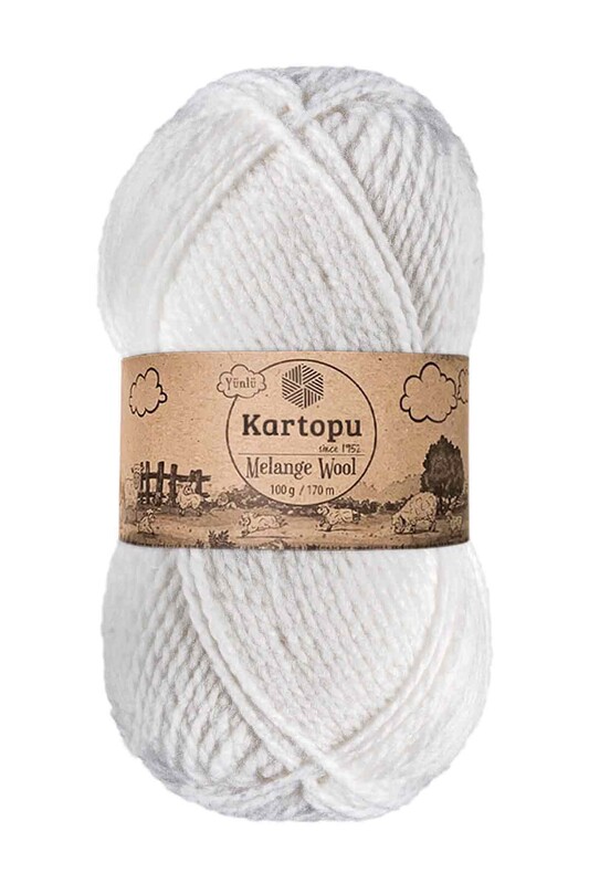 KARTOPU - Kartopu Melange Wool El Örgü İpi Beyaz K010
