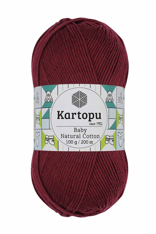 KARTOPU - Kartopu Baby Natural Cotton El Örgü İpi 100 gr. Bordo K113