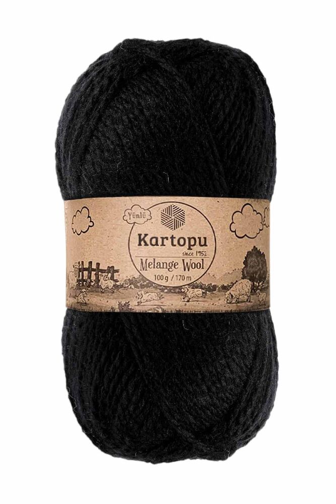 Kartopu Melange Wool El Örgü İpi Siyah K940