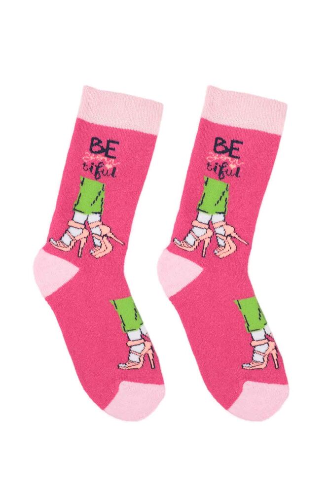 Desenli Kız Çocuk Havlu Soket Çorap 78 | Fuşya