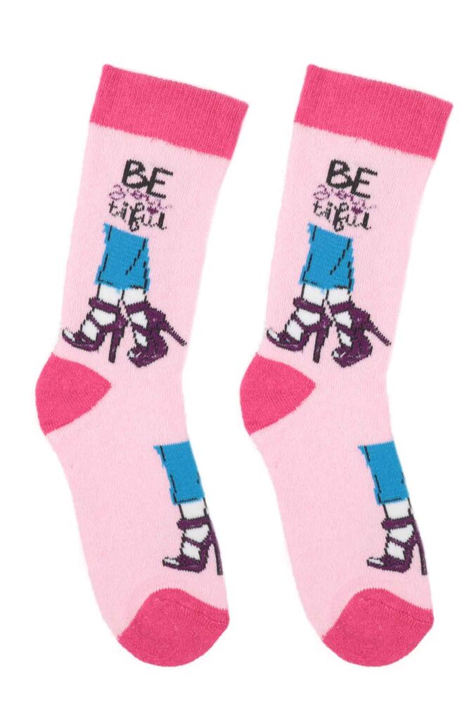 Desenli Kız Çocuk Havlu Soket Çorap 78 | Pembe
