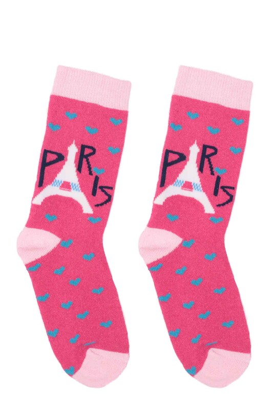 ARC - Desenli Kız Çocuk Havlu Soket Çorap 910 | Fuşya