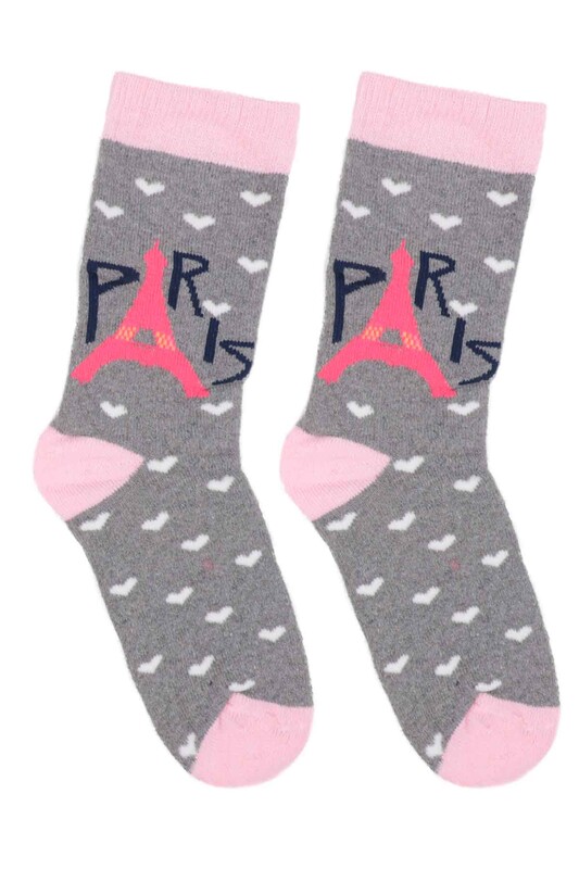 ARC - Desenli Kız Çocuk Havlu Soket Çorap 910 | Gri