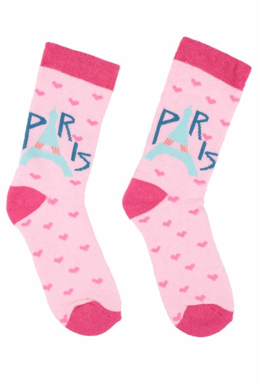 ARC - Desenli Kız Çocuk Havlu Soket Çorap 910 | Pembe