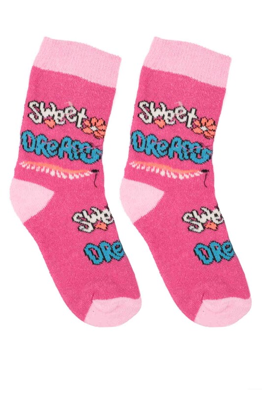 ARC - Desenli Kız Çocuk Havlu Soket Çorap 34 | Fuşya