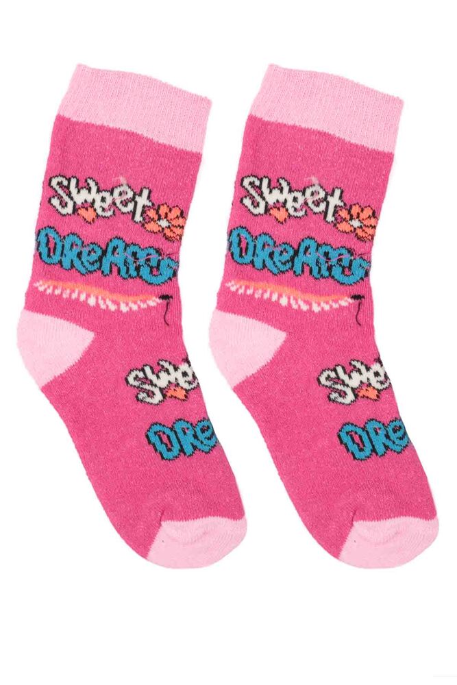 Desenli Kız Çocuk Havlu Soket Çorap 34 | Fuşya
