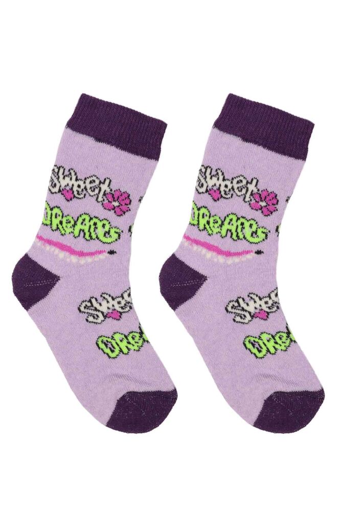 Desenli Kız Çocuk Havlu Soket Çorap 34 | Mor