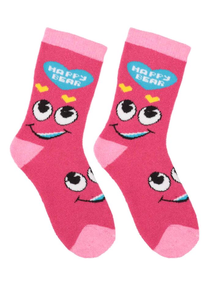 Desenli Kız Çocuk Havlu Soket Çorap 56 | Fuşya