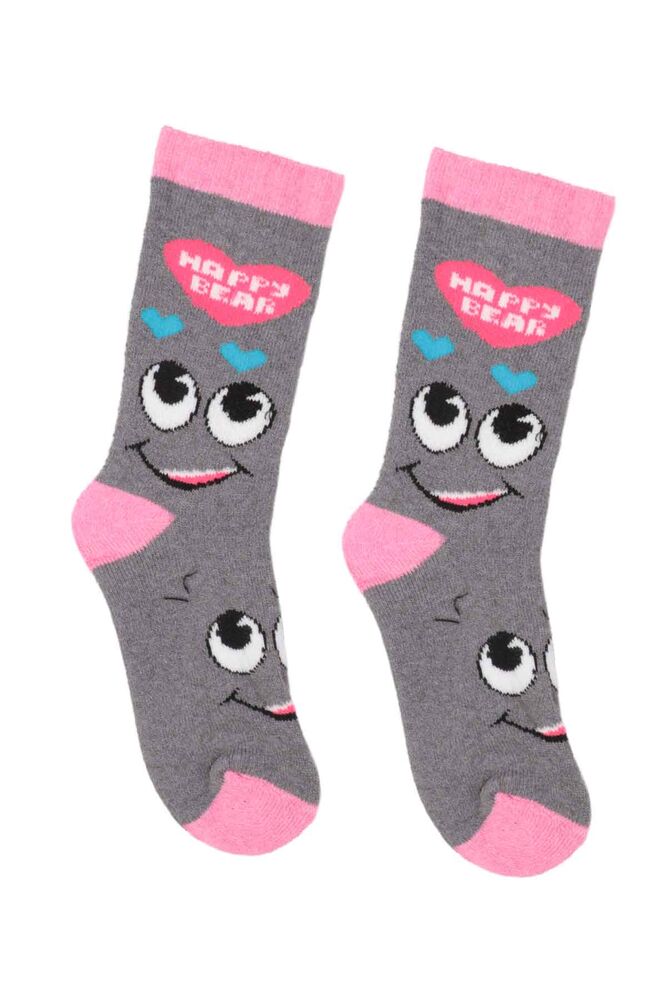 Desenli Kız Çocuk Havlu Soket Çorap 56 | Gri
