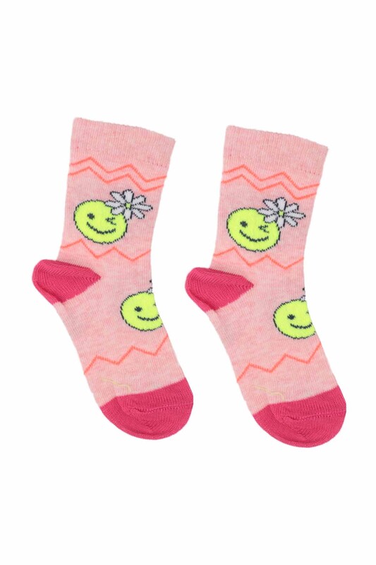 ARC - Desenli Kız Çocuk Soket Çorap 23 | Somon
