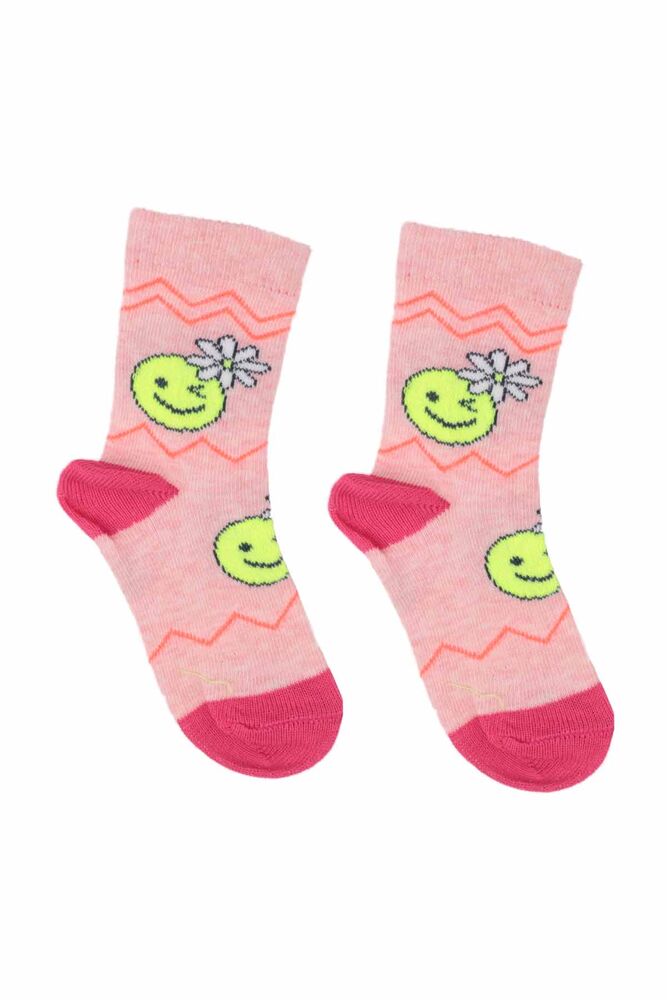 Desenli Kız Çocuk Soket Çorap 23 | Somon