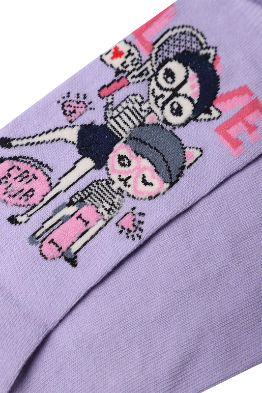 Baskılı Kız Çocuk Çorap Model 1 | Lila - Thumbnail