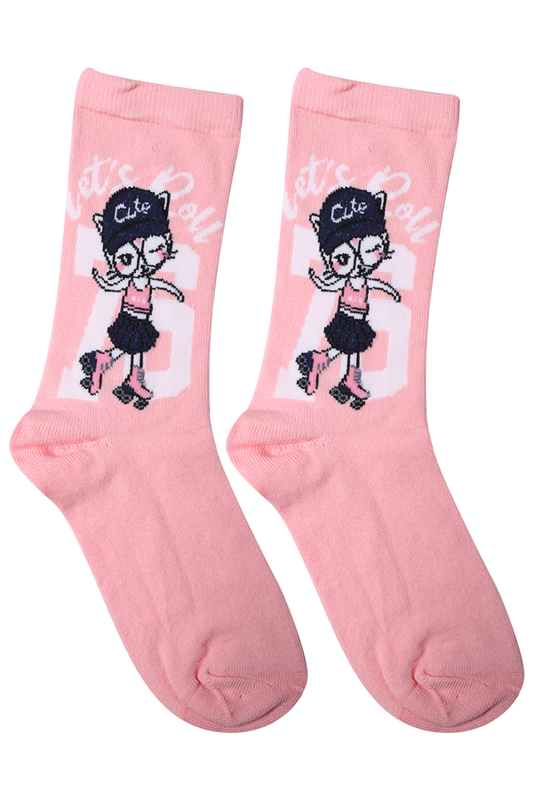 BALEKS - Baskılı Kız Çocuk Çorap Model 1 | Somon