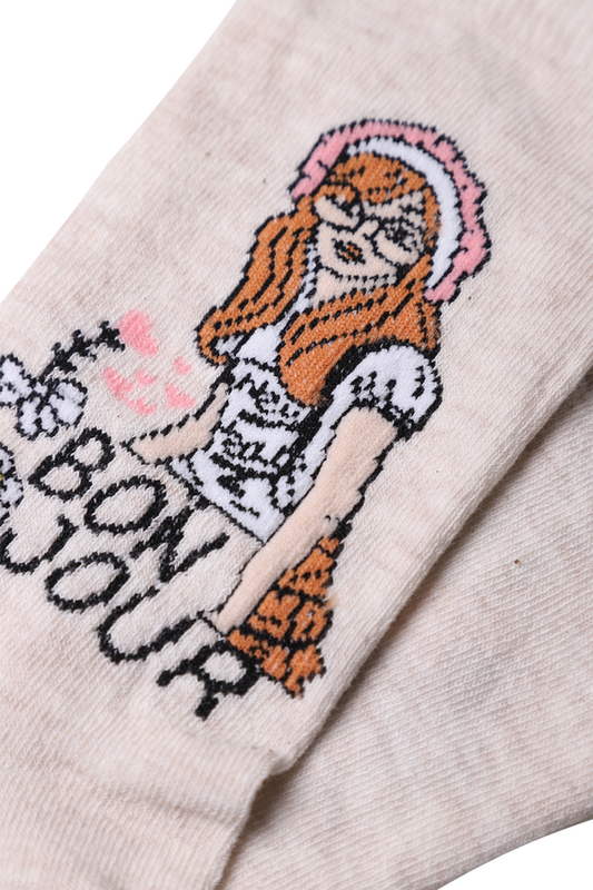 Baskılı Kız Çocuk Çorap Model 4 | Bej - Thumbnail