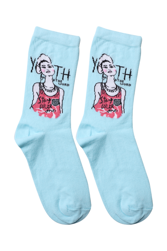 Baskılı Kız Çocuk Çorap Model 4 | Mavi - Thumbnail
