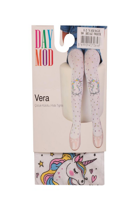 DAYMOD - Vera Kız Çocuk Külotlu Çorap | Beyaz