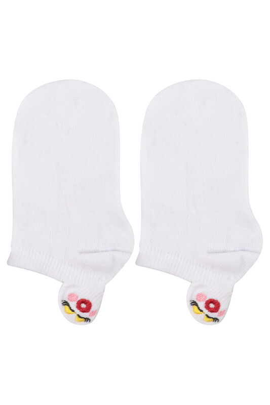 SAHAB - Emoji Nakışlı Dikişsiz Çocuk Patik Çorap | Beyaz