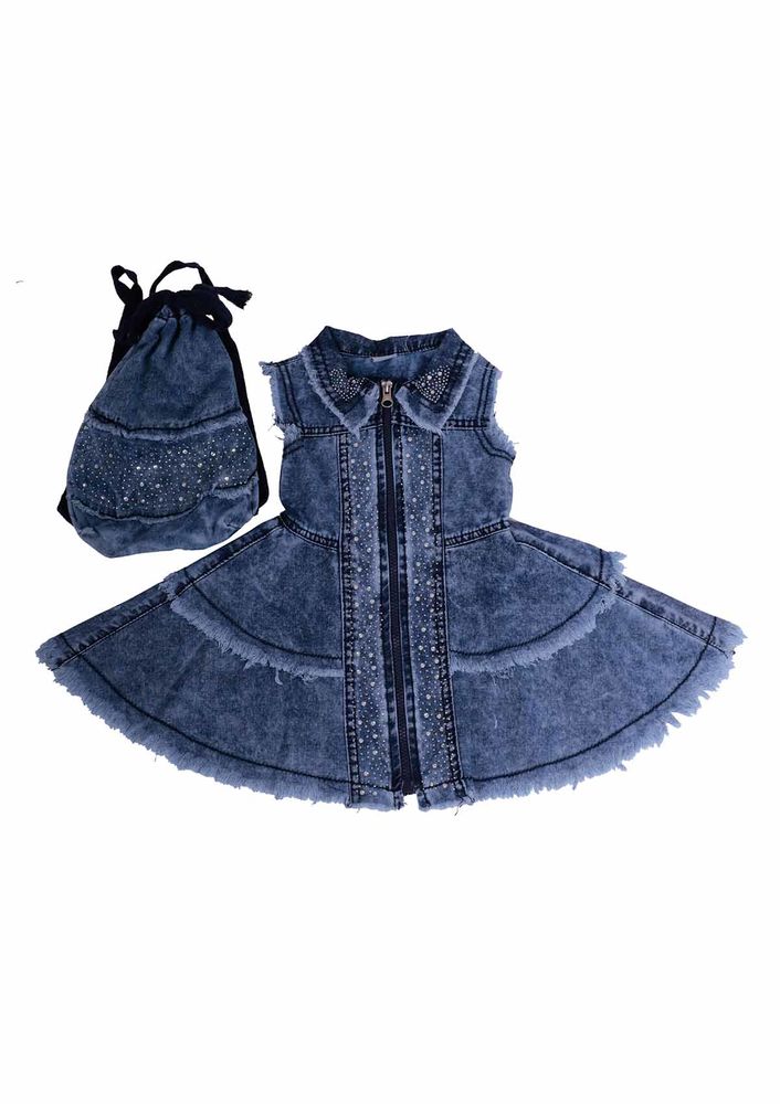 Simisso Çantalı Kot Elbise 416 | Mavi