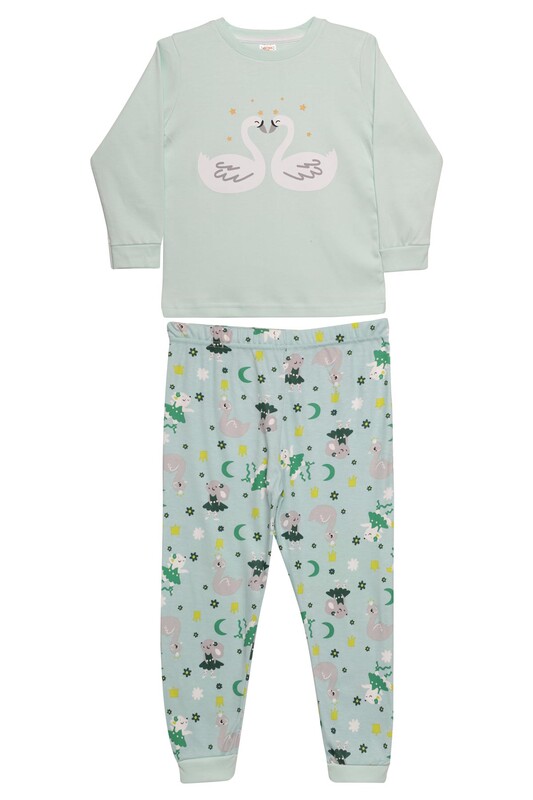 Elmas Kids - Kız Çocuk Pijama Takımı 4007 | Yeşil