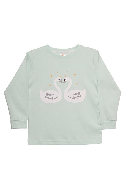 Kız Çocuk Pijama Takımı 4007 | Yeşil - Thumbnail