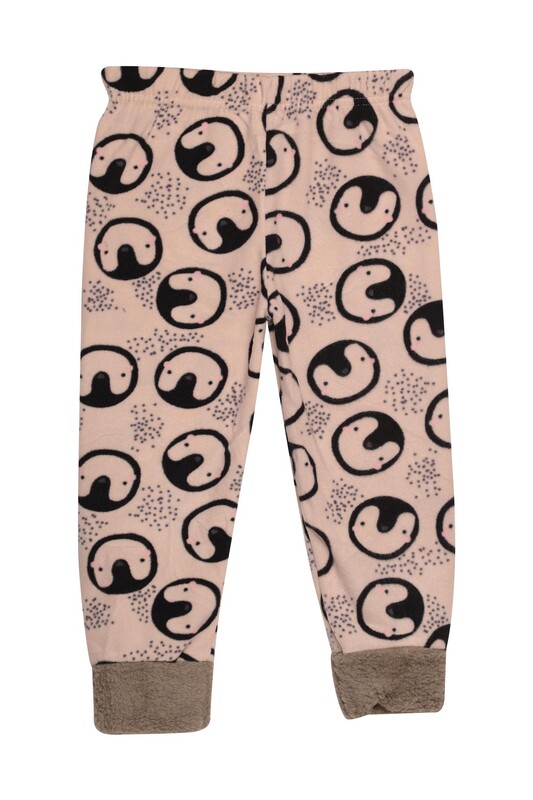 Kız Çocuk Polar Pijama Takımı 7833 | Bej - Thumbnail