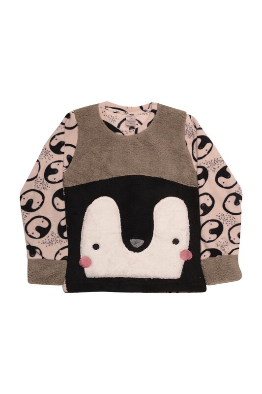 Kız Çocuk Polar Pijama Takımı 7833 | Bej - Thumbnail