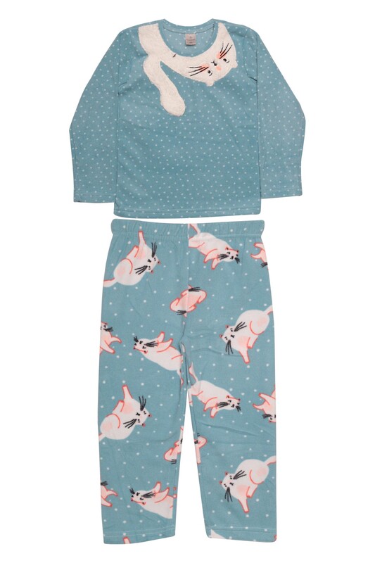 PİJAMOOD - Kız Çocuk Polar Pijama Takımı 7833 | Mavi