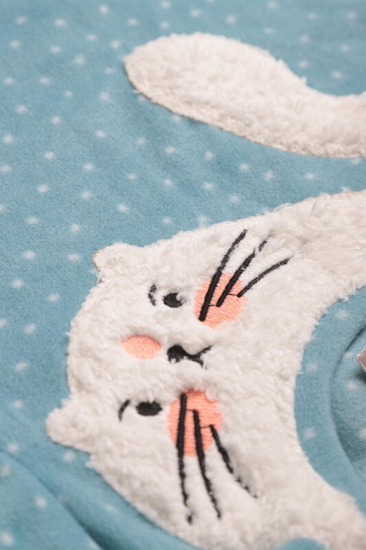 Kız Çocuk Polar Pijama Takımı 7833 | Mavi - Thumbnail
