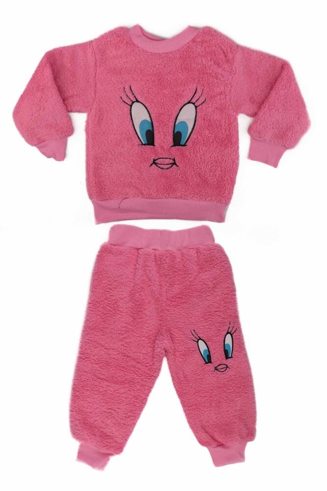 Kız Çocuk Pelüş Pijama Takımı | Pembe