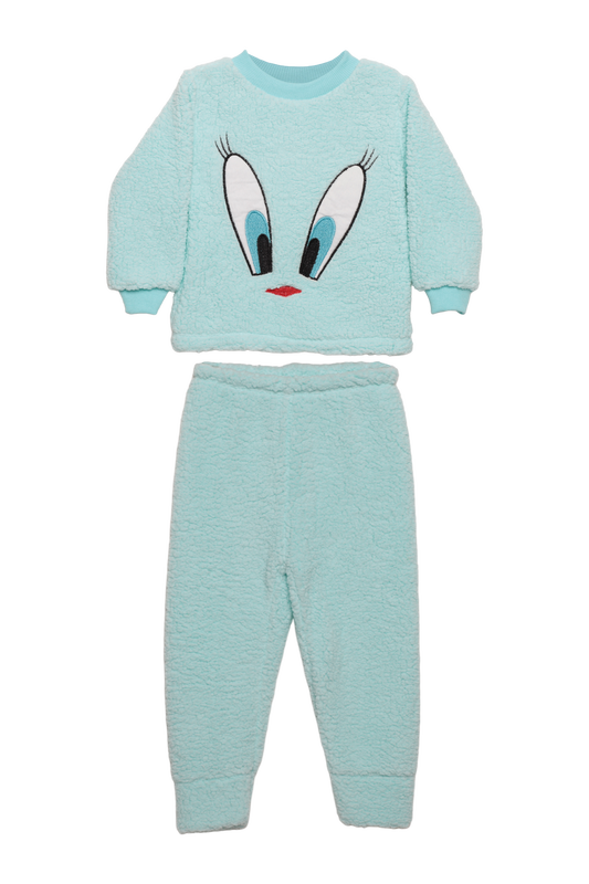 SİMİSSO - Kız Çocuk Pelüş Pijama Takımı | Mint