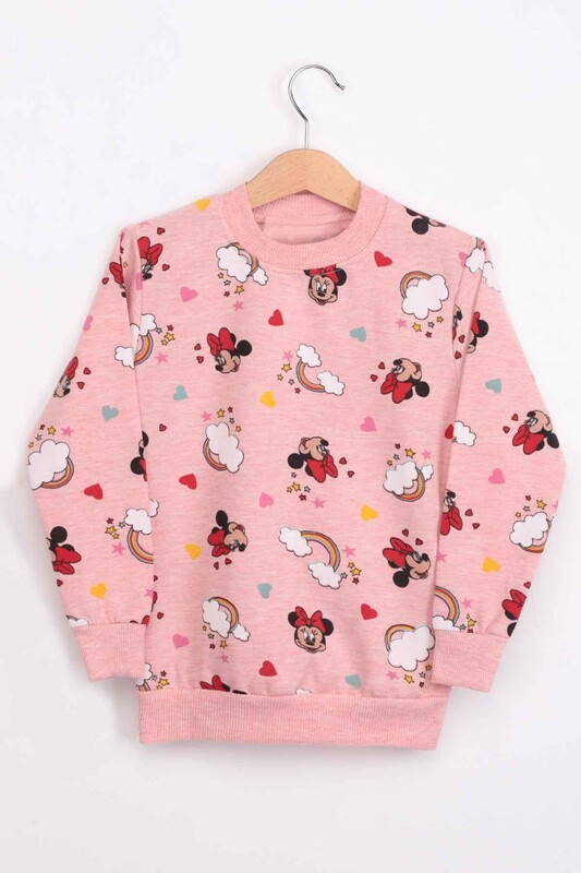 XONLY - Mickey Mouse Desenli Kız Çocuk Pijama Takımı | Pudra