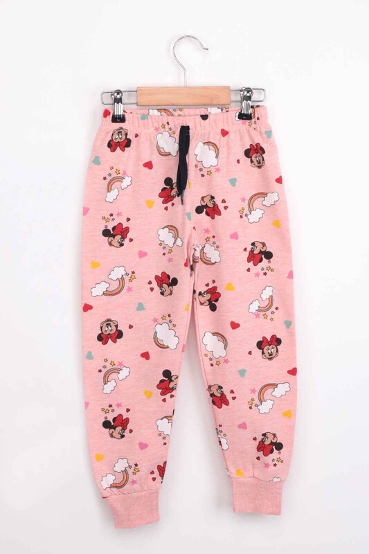 Mickey Mouse Desenli Kız Çocuk Pijama Takımı | Pudra - Thumbnail