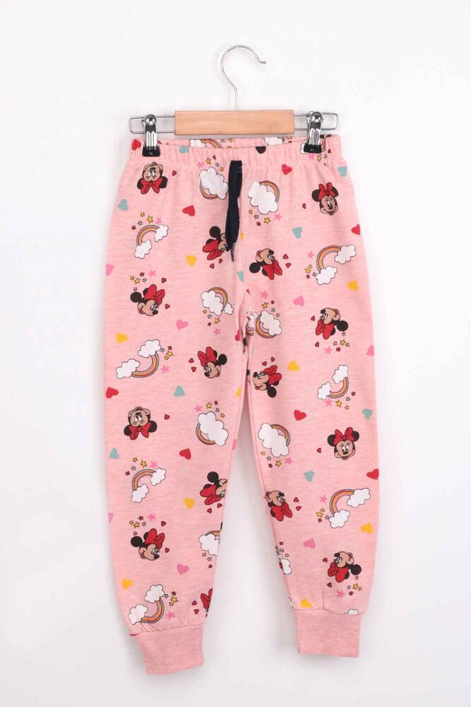 Mickey Mouse Desenli Kız Çocuk Pijama Takımı | Pudra