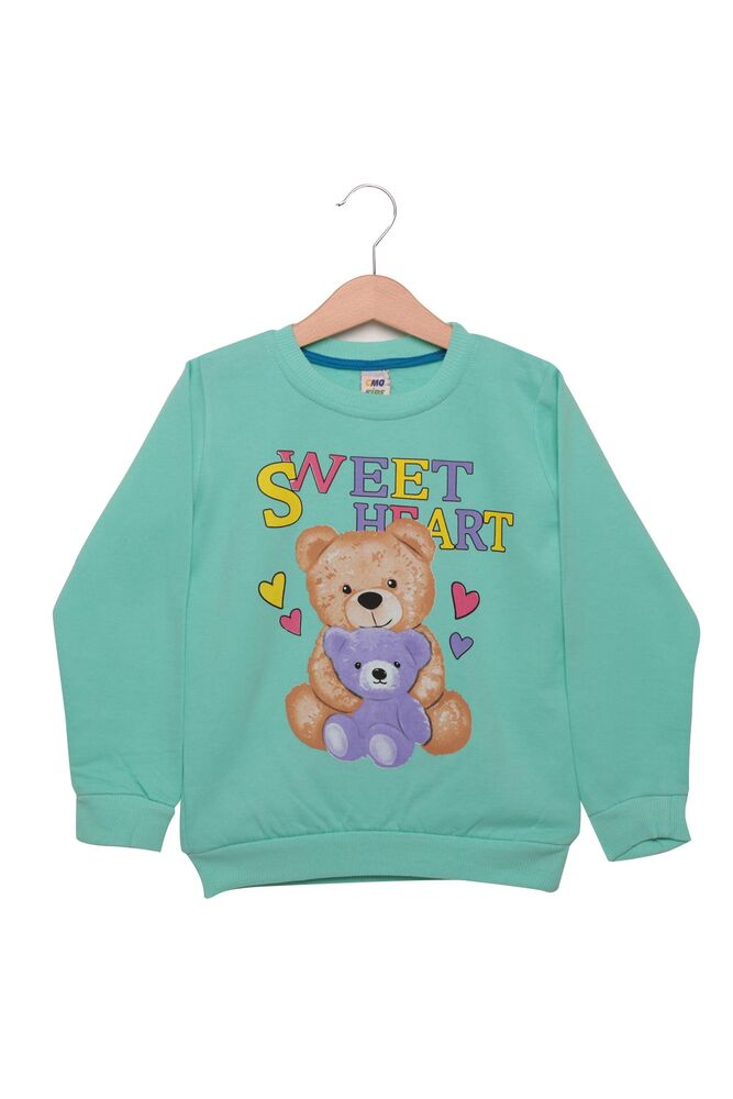 Sweet Yazılı Kız Çocuk Sweatshirt | Su Yeşili