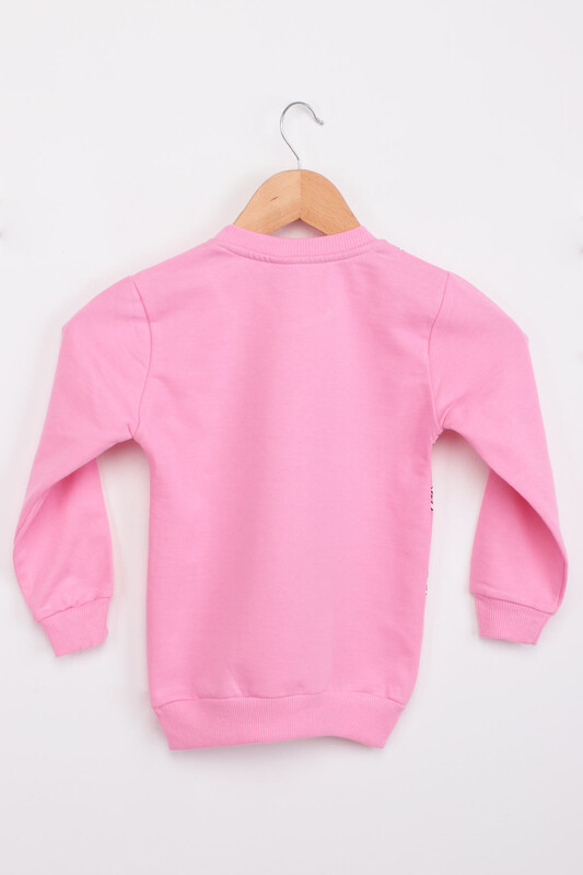 Yazı Baskılı Kız Çocuk Sweatshirt | Pembe - Thumbnail