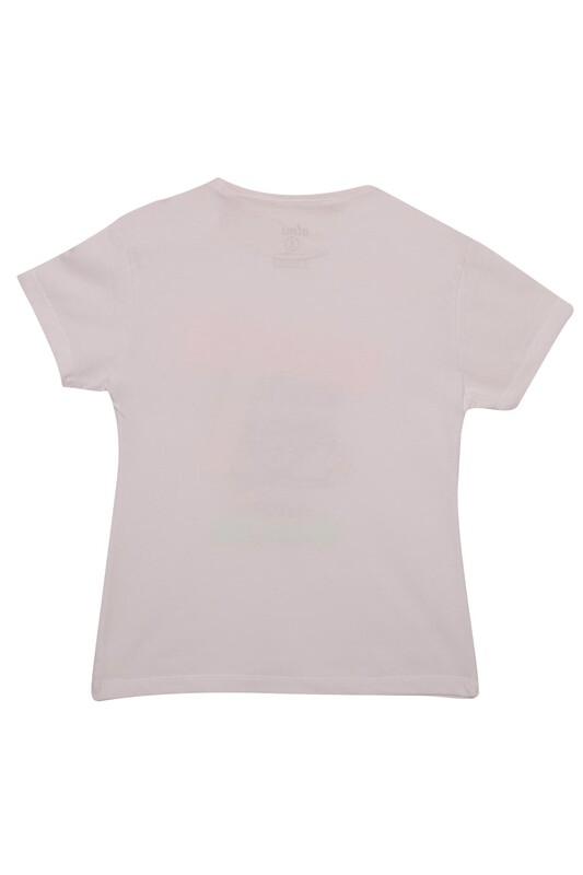 Baskılı Kız Çocuk Tshirt 0438 | Beyaz - Thumbnail