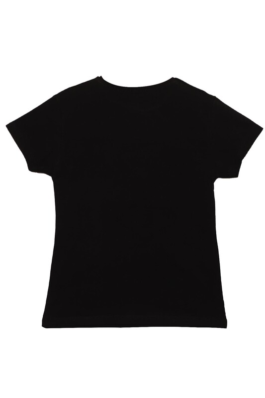 Baskılı Kız Çocuk Tshirt 0438 | Siyah - Thumbnail