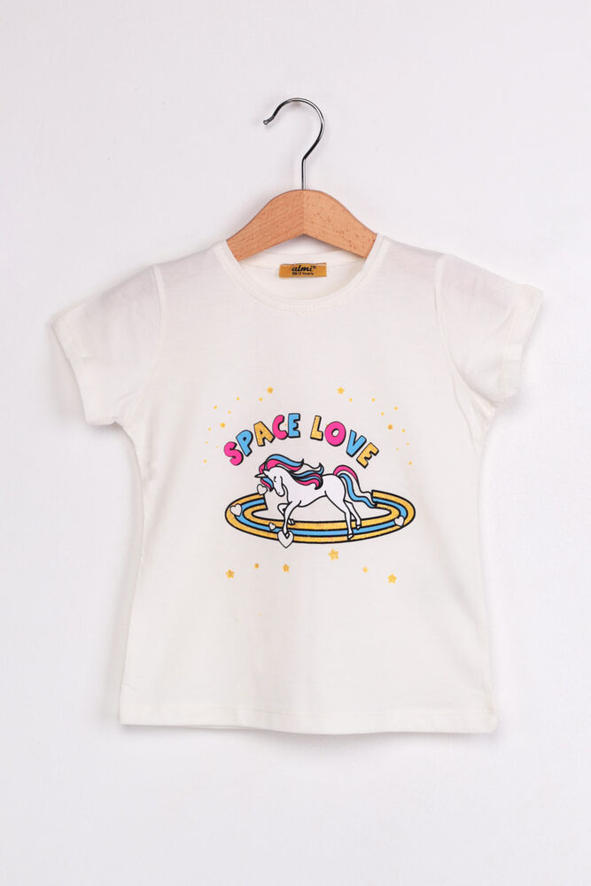 Çocuk Space Love Baskılı Tshirt | Ekru