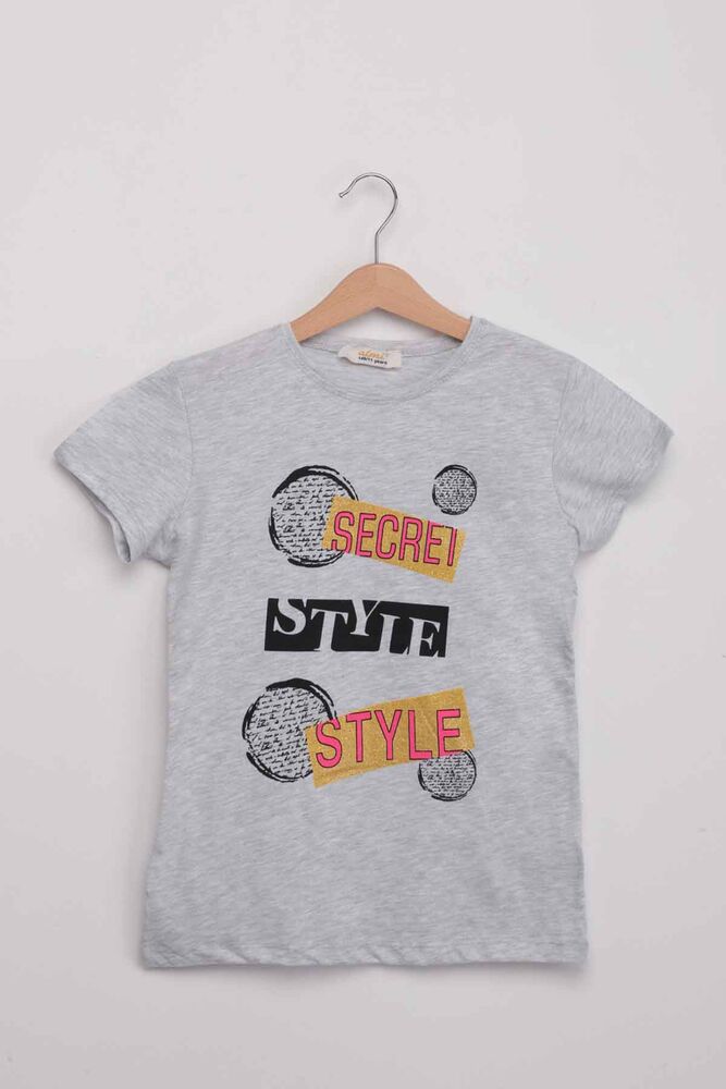 Scret Style Baskılı Kız Çocuk Tshirt | Gri