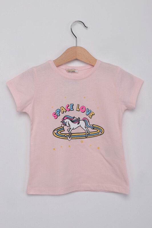 ALMİ - Çocuk Space Love Baskılı Tshirt | Pudra
