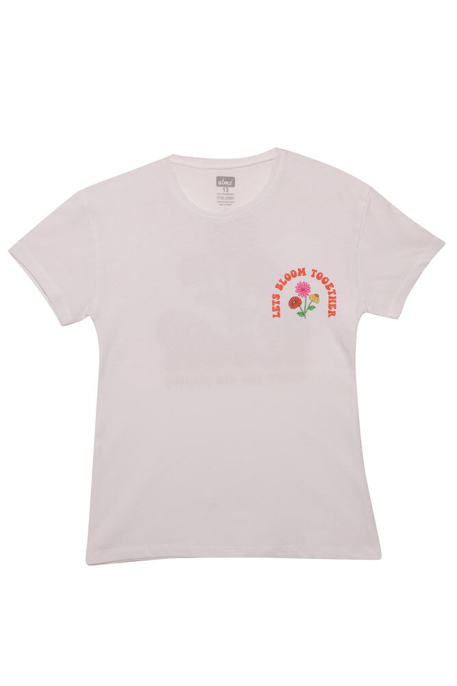 Baskılı Kız Çocuk Tshirt 3214 | Beyaz