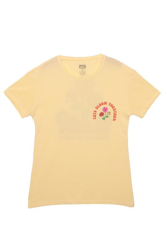 ALMİ - Baskılı Kız Çocuk Tshirt 3214 | Sarı
