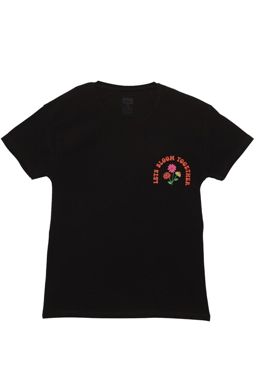 ALMİ - Baskılı Kız Çocuk Tshirt 3214 | Siyah