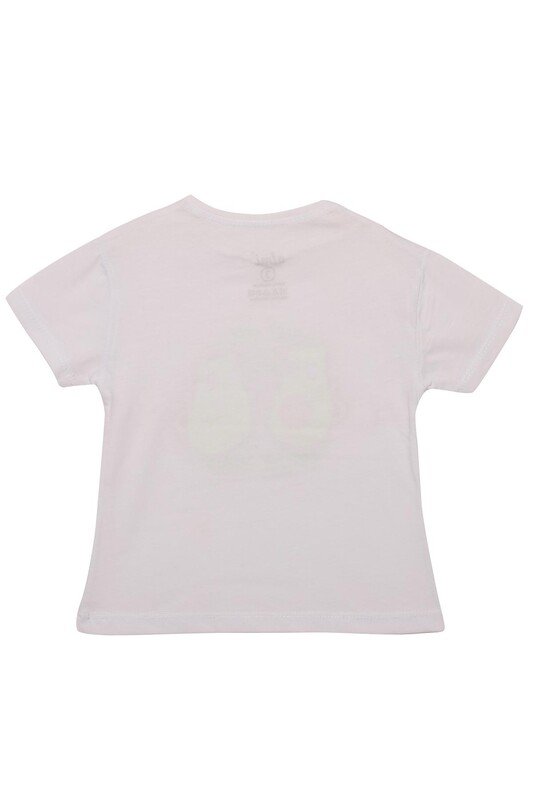 Baskılı Kız Çocuk Tshirt 7286 | Beyaz - Thumbnail