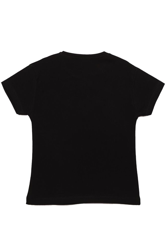 Baskılı Kız Çocuk Tshirt 7415 | Siyah