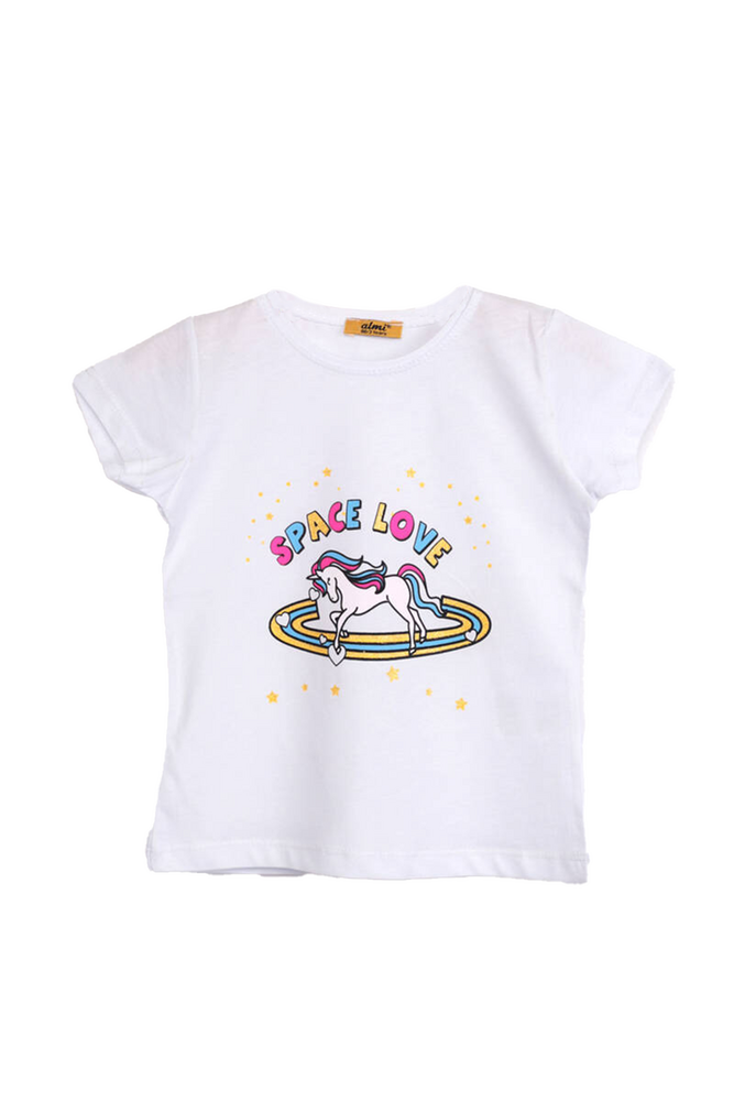 Çocuk Space Love Baskılı Tshirt | Beyaz