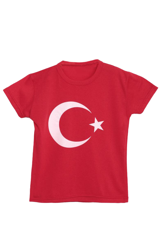 SİMİSSO - Bayrak Baskılı Çocuk T-Shirt | Kırmızı