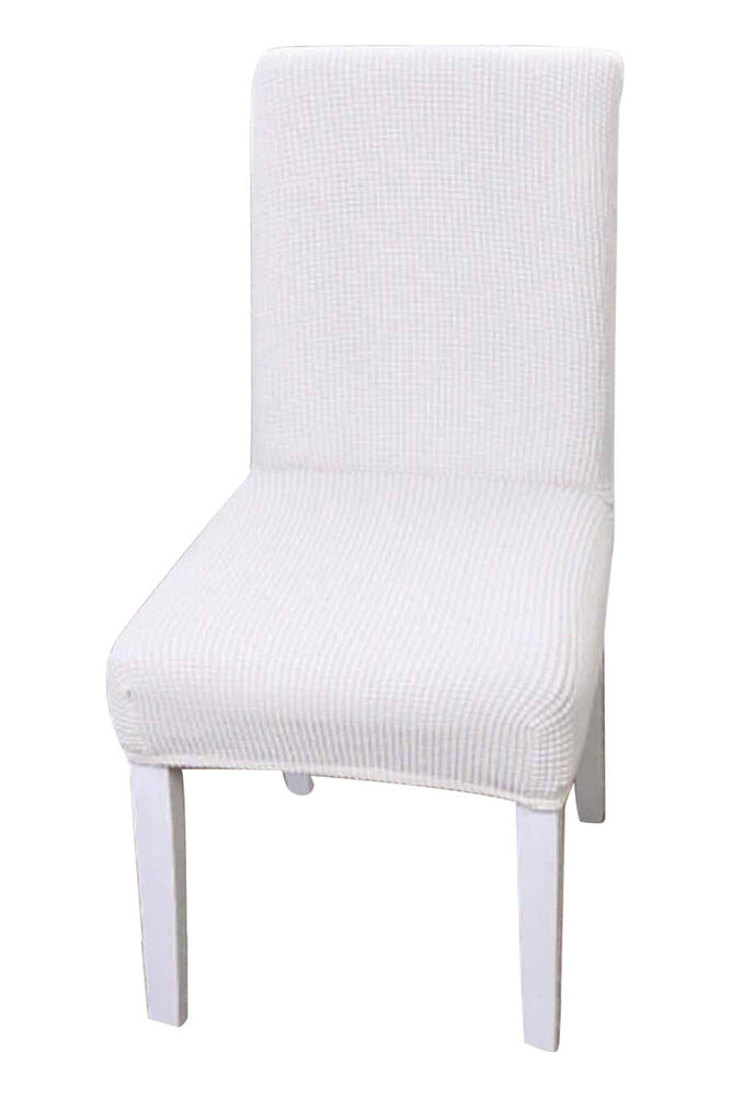 Kadife Likralı Sandalye Kılıfı 6'lı | Kırık Beyaz