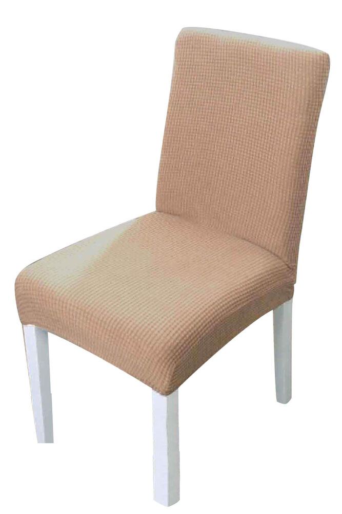 Kadife Likralı Sandalye Kılıfı 6'lı | Bej